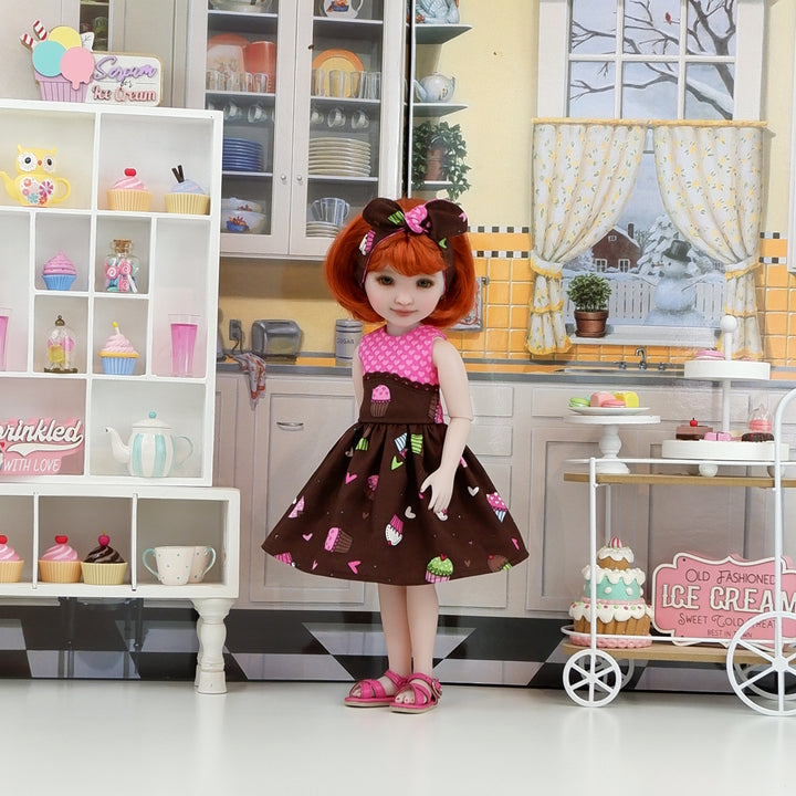 Chocolate Cupcakes - dress with sandals for Ruby Red Fashion Friends doll