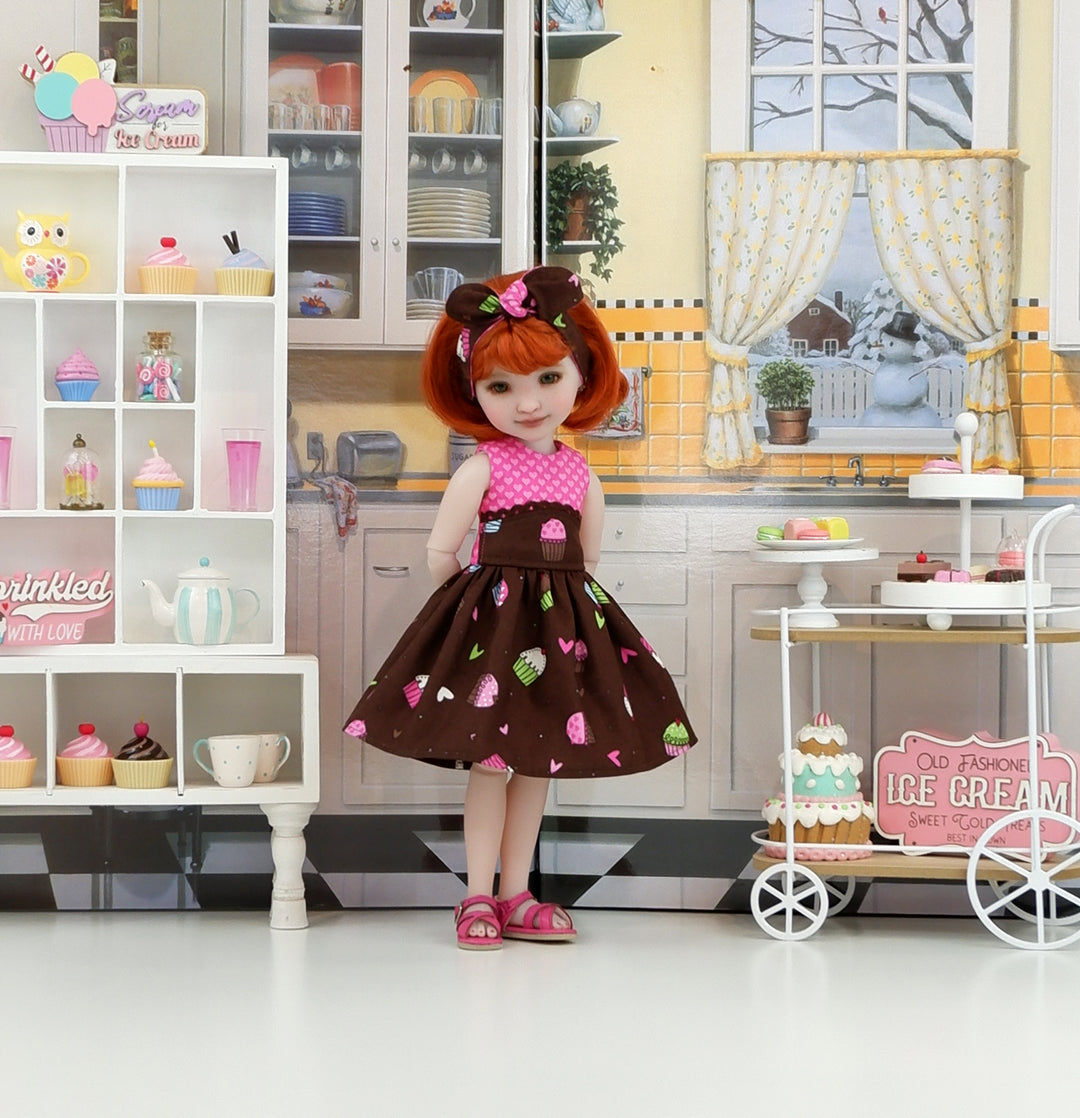Chocolate Cupcakes - dress with sandals for Ruby Red Fashion Friends doll
