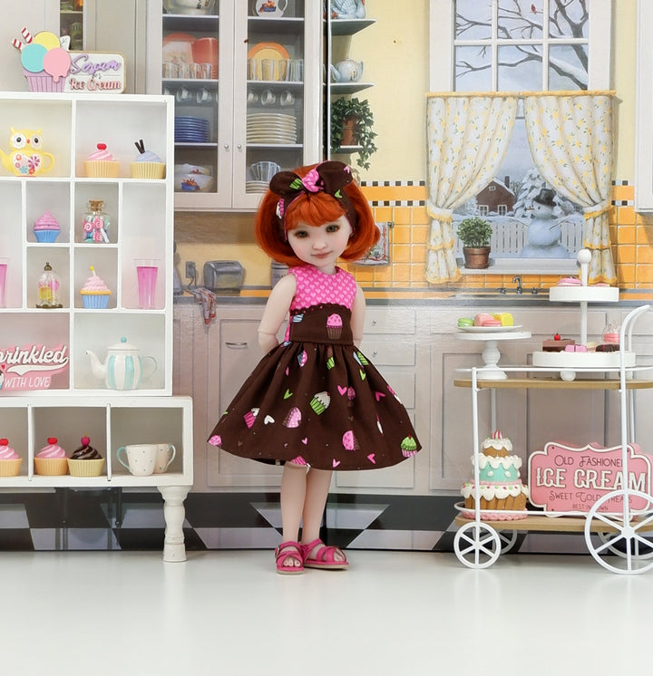 Chocolate Cupcakes - dress with sandals for Ruby Red Fashion Friends doll