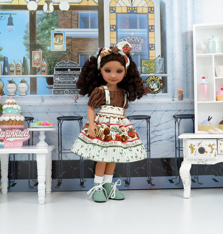 Chocolate Treats - blouse & jumper with boots for Ruby Red Fashion Friends doll