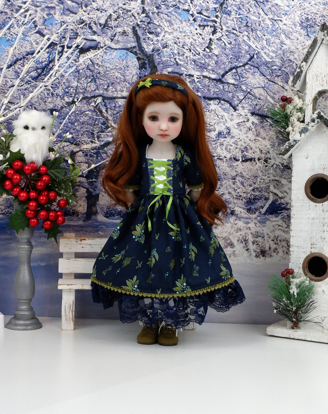 Christmas Mistletoe - dirndl dress with boots for Ruby Red Fashion Friends doll