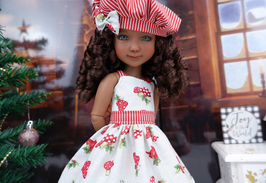 Christmas Mushrooms - dress with shoes for Ruby Red Fashion Friends doll