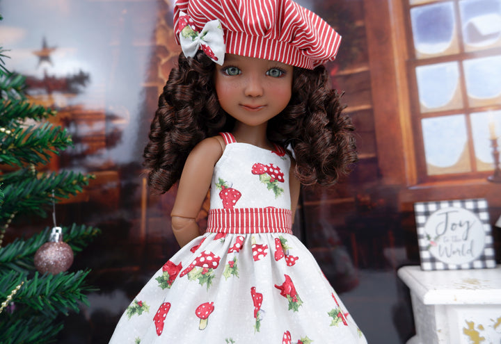 Christmas Mushrooms - dress with shoes for Ruby Red Fashion Friends doll