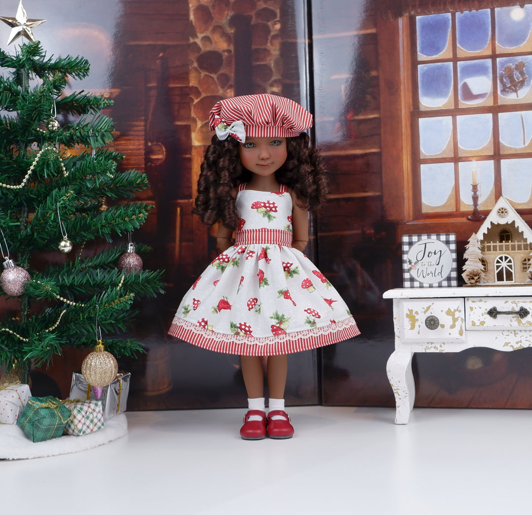 Christmas Mushrooms - dress with shoes for Ruby Red Fashion Friends doll
