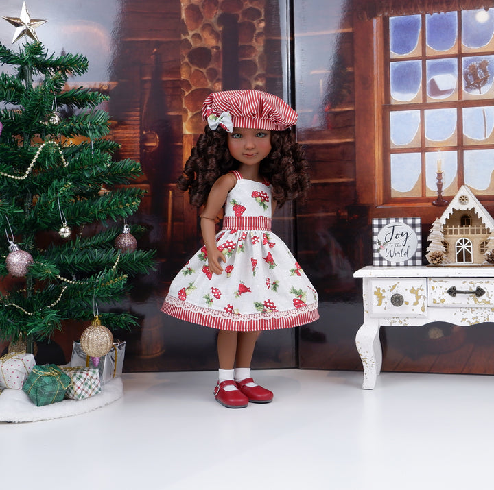 Christmas Mushrooms - dress with shoes for Ruby Red Fashion Friends doll