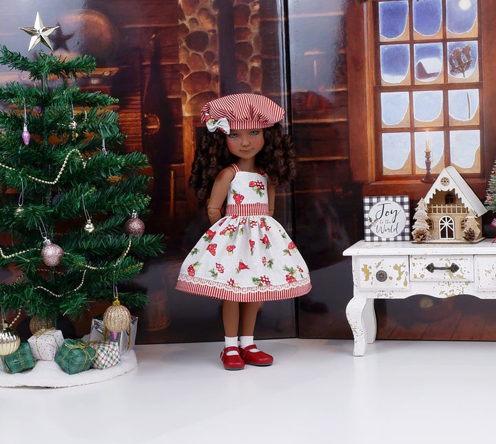 Christmas Mushrooms - dress with shoes for Ruby Red Fashion Friends doll