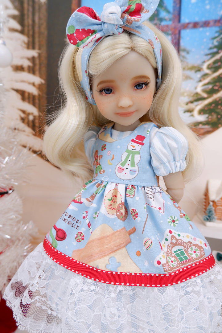 Christmas Shortbread - dress & pinafore with boots for Ruby Red Fashion Friends doll