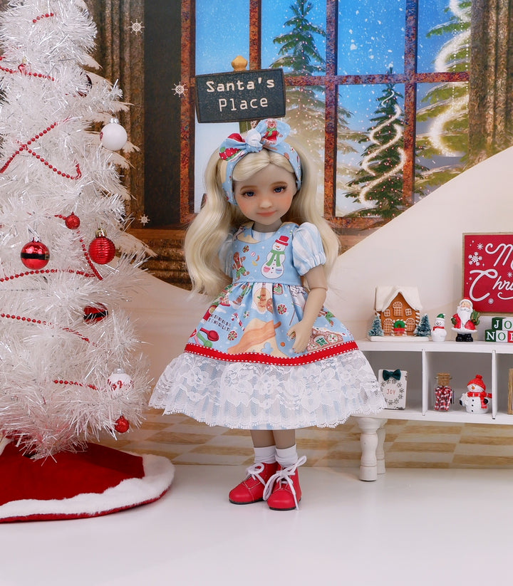 Christmas Shortbread - dress & pinafore with boots for Ruby Red Fashion Friends doll