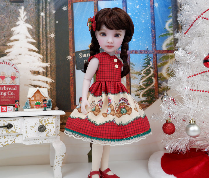 Christmas Teddy Bear - dress with shoes for Ruby Red Fashion Friends doll