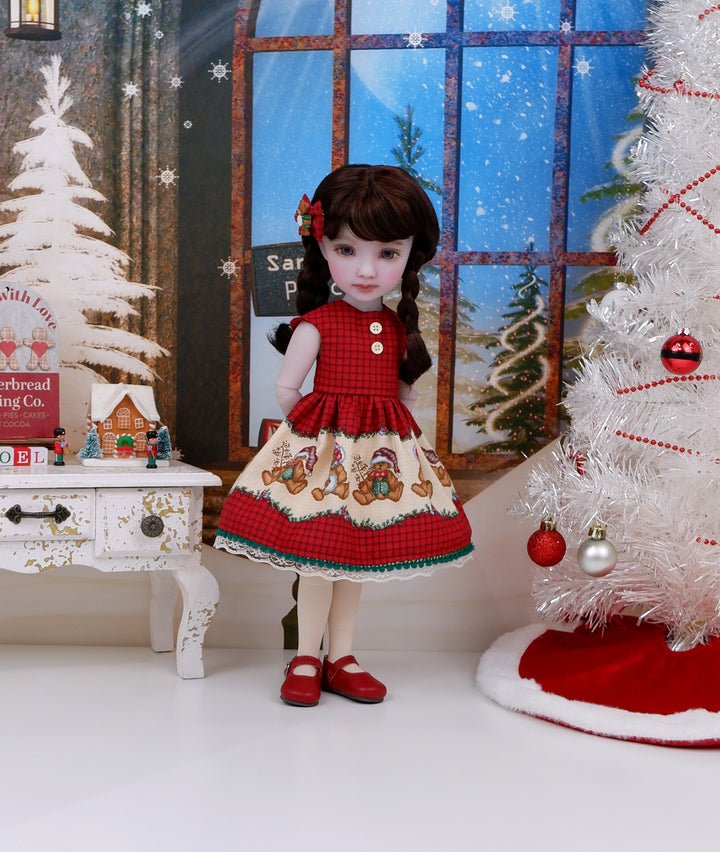 Christmas Teddy Bear - dress with shoes for Ruby Red Fashion Friends doll