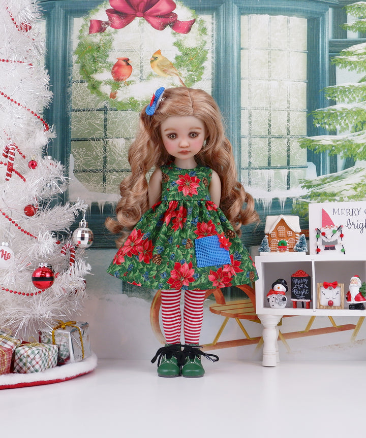 Classic Poinsettia - dress with boots for Ruby Red Fashion Friends doll