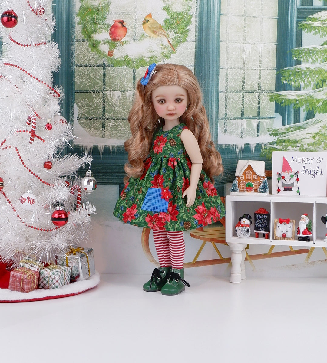 Classic Poinsettia - dress with boots for Ruby Red Fashion Friends doll