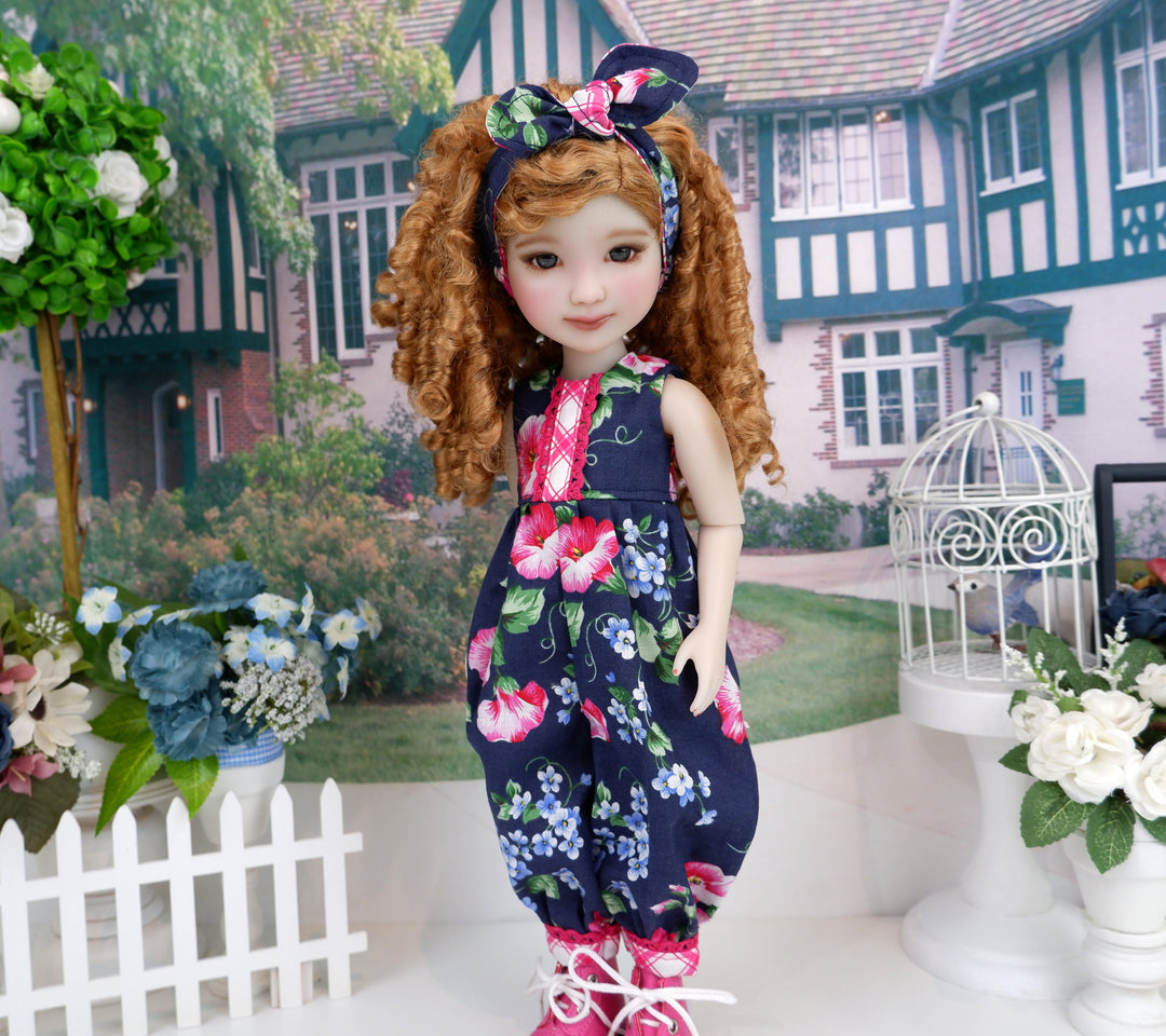 Climbing Morning Glory - romper with boots for Ruby Red Fashion Friends doll