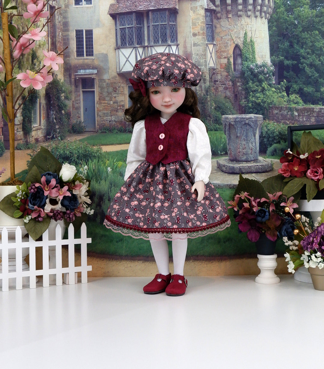 College Roses - dress & vest with shoes for Ruby Red Fashion Friends doll