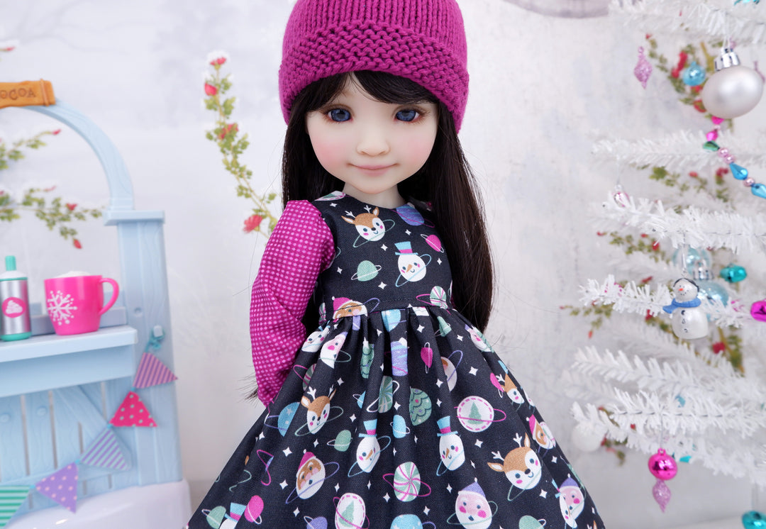 Cosmic Christmas - dress ensemble with boots for Ruby Red Fashion Friends doll