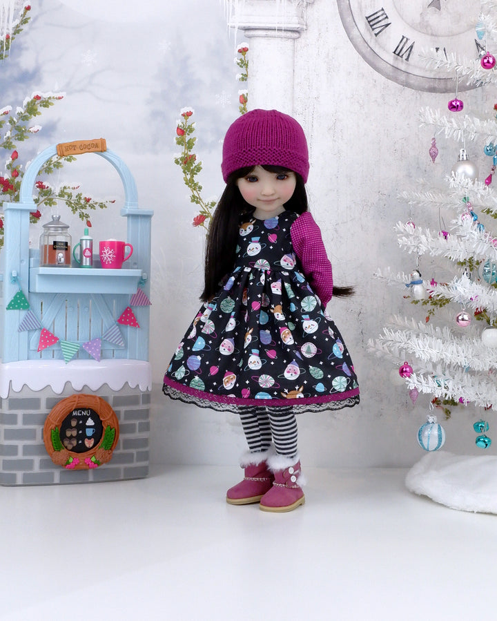 Cosmic Christmas - dress ensemble with boots for Ruby Red Fashion Friends doll