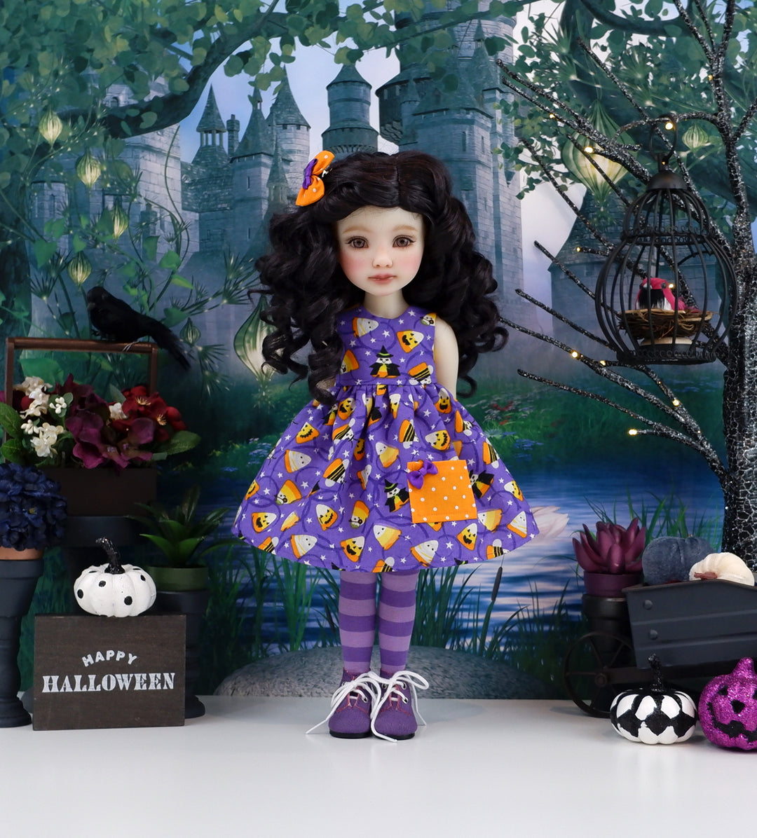 Costumed Candy Corn - dress with boots for Ruby Red Fashion Friends doll