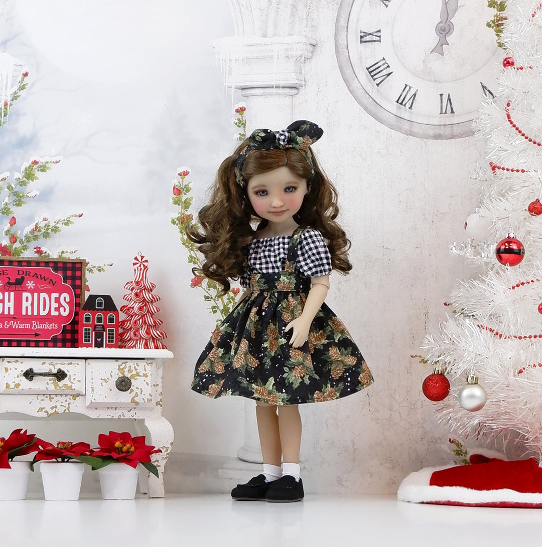 Country Pinecones - blouse &amp; jumper with loafers for Ruby Red Fashion Friends doll