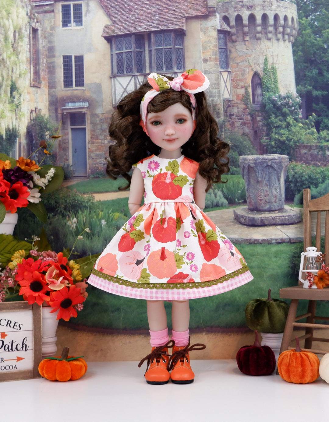Countryside Pumpkin - dress with boots for Ruby Red Fashion Friends doll