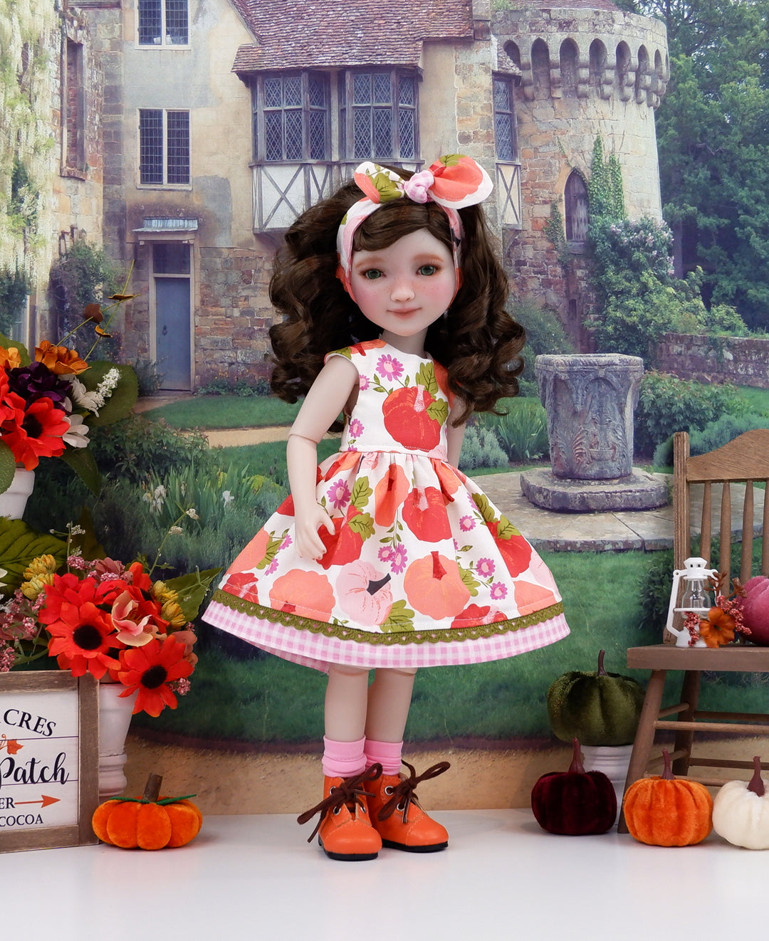 Countryside Pumpkin - dress with boots for Ruby Red Fashion Friends doll