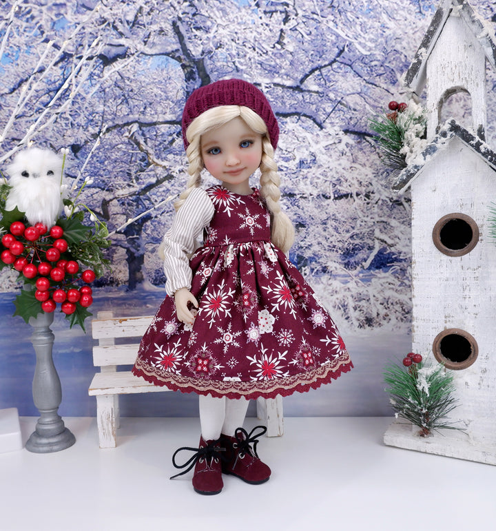 Cranberry Snowflakes - dress ensemble with boots for Ruby Red Fashion Friends doll