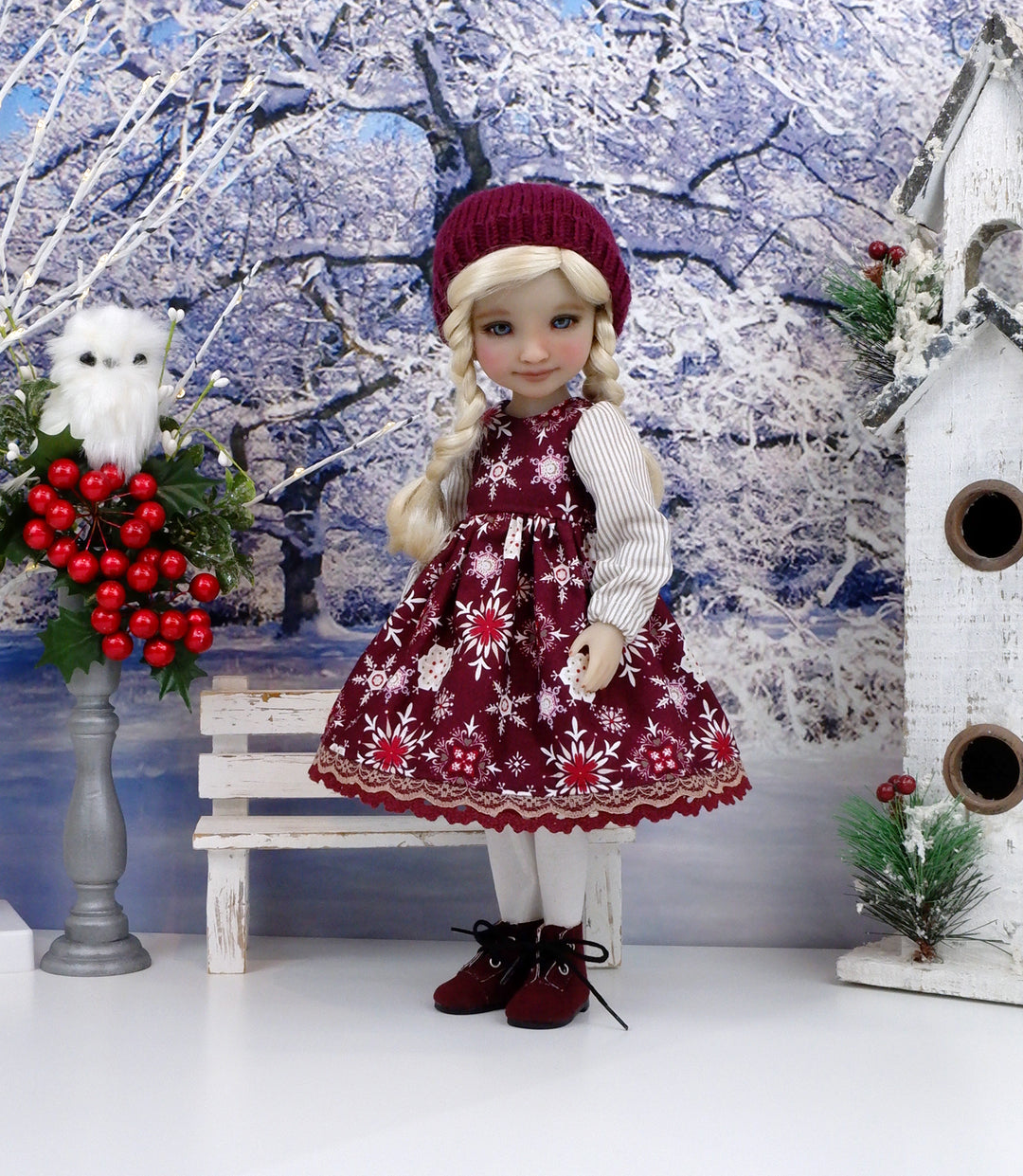 Cranberry Snowflakes - dress ensemble with boots for Ruby Red Fashion Friends doll