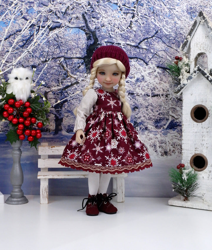 Cranberry Snowflakes - dress ensemble with boots for Ruby Red Fashion Friends doll