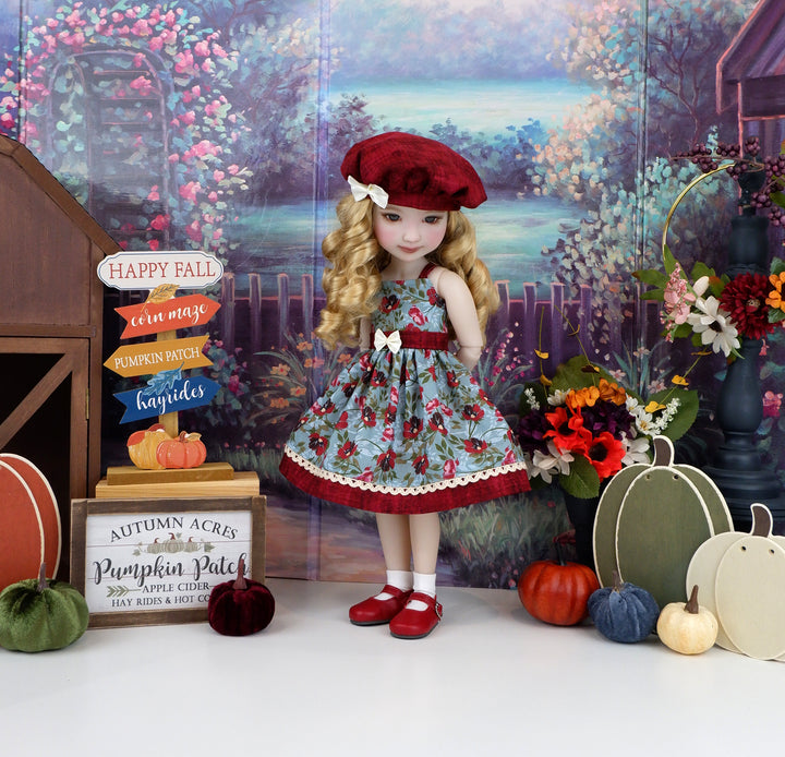 Crisp Autumn Roses - dress with shoes for Ruby Red Fashion Friends doll