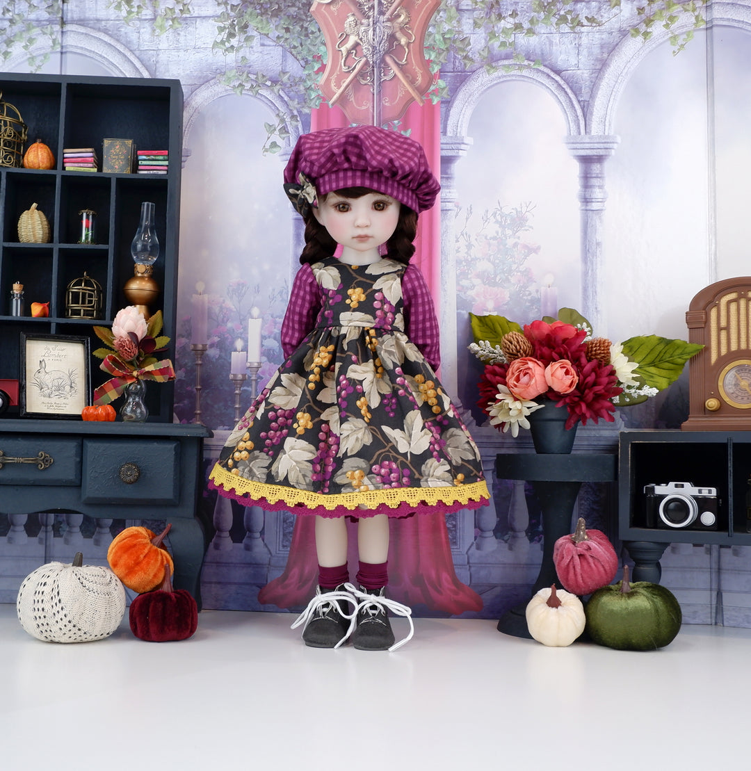 Currant Wine - dress and hat with boots for Ruby Red Fashion Friends doll