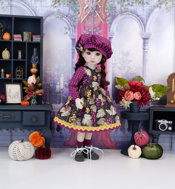 Currant Wine - dress and hat with boots for Ruby Red Fashion Friends doll
