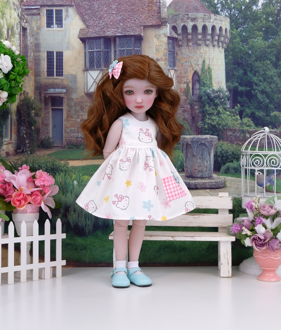 Cute Hello Kitty - dress with shoes for Ruby Red Fashion Friends doll Cottontail Doll Designs Cute Hello Kitty - dress with shoes for Ruby Red Fashion Friends doll Cottontail Doll Designs