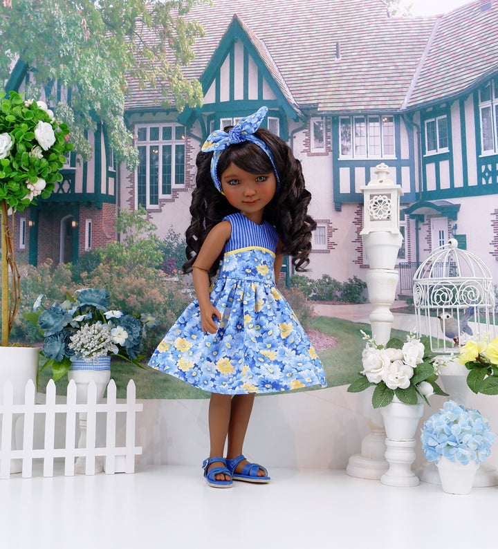 Daisy Blue - dress and sandals for Ruby Red Fashion Friends doll