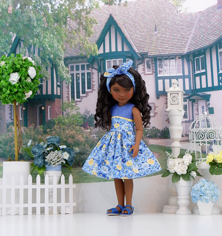 Daisy Blue - dress and sandals for Ruby Red Fashion Friends doll