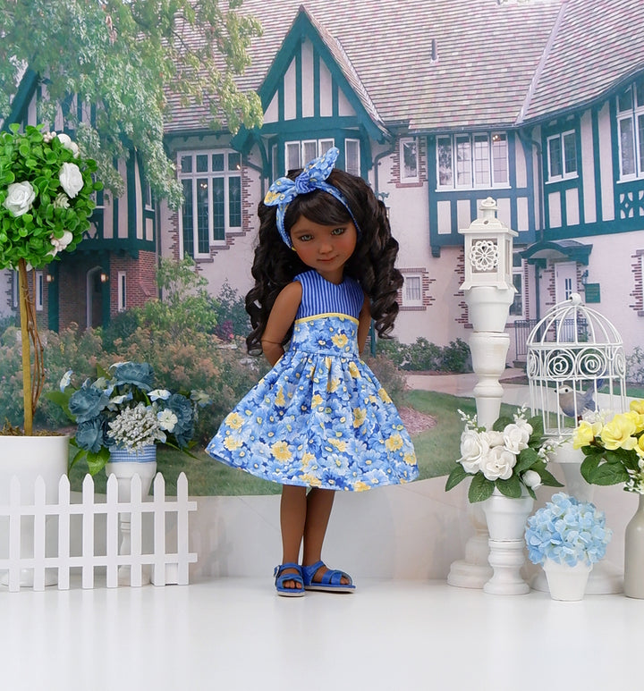 Daisy Blue - dress and sandals for Ruby Red Fashion Friends doll