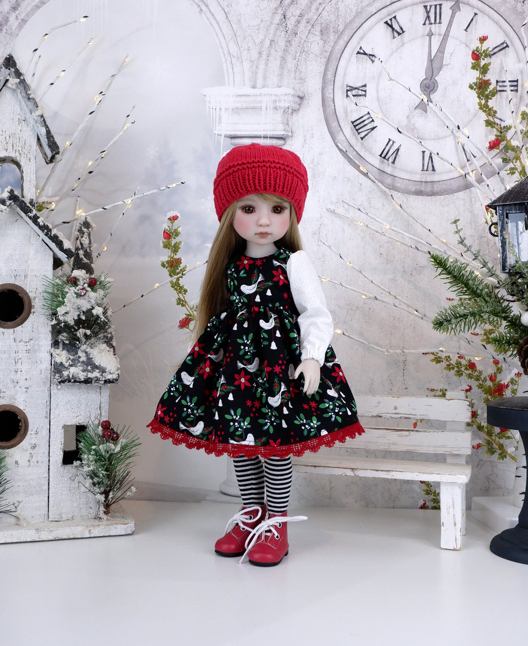 December Dove - dress ensemble with boots for Ruby Red Fashion Friends doll