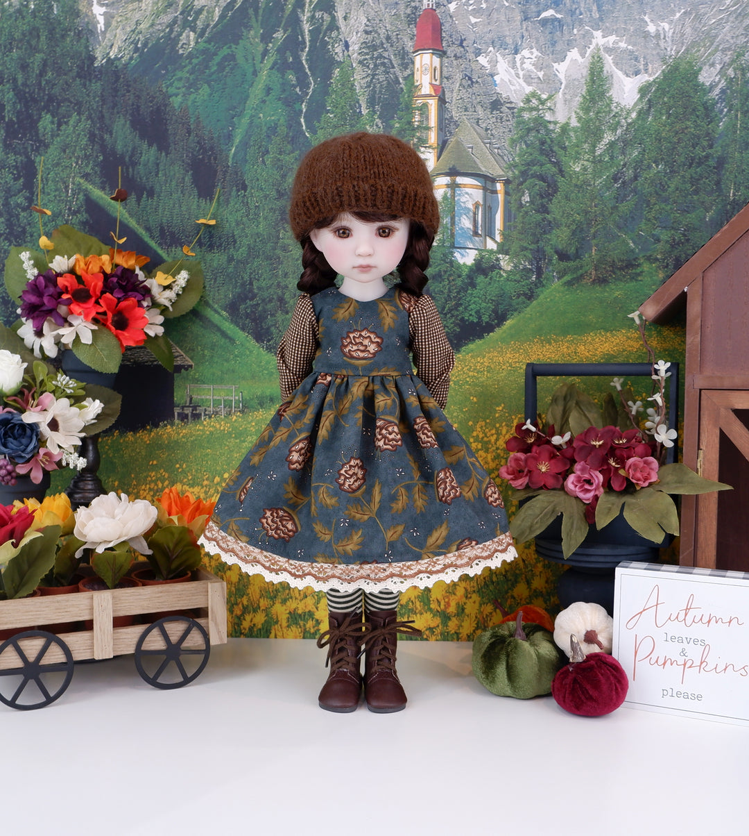 Deep Wood Thistle - dress ensemble with boots for Ruby Red Fashion Friends doll