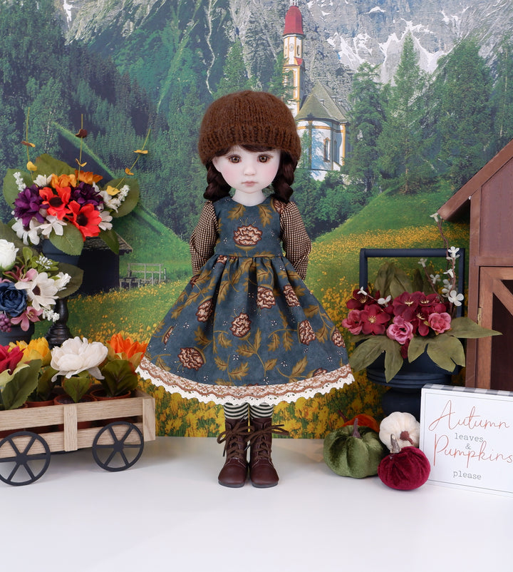 Deep Wood Thistle - dress ensemble with boots for Ruby Red Fashion Friends doll
