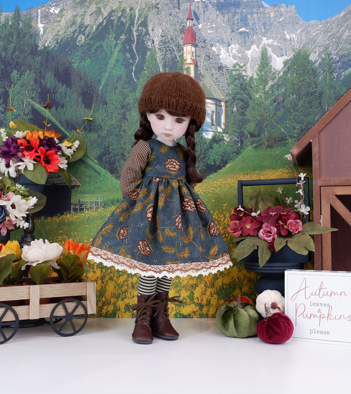 Deep Wood Thistle - dress ensemble with boots for Ruby Red Fashion Friends doll