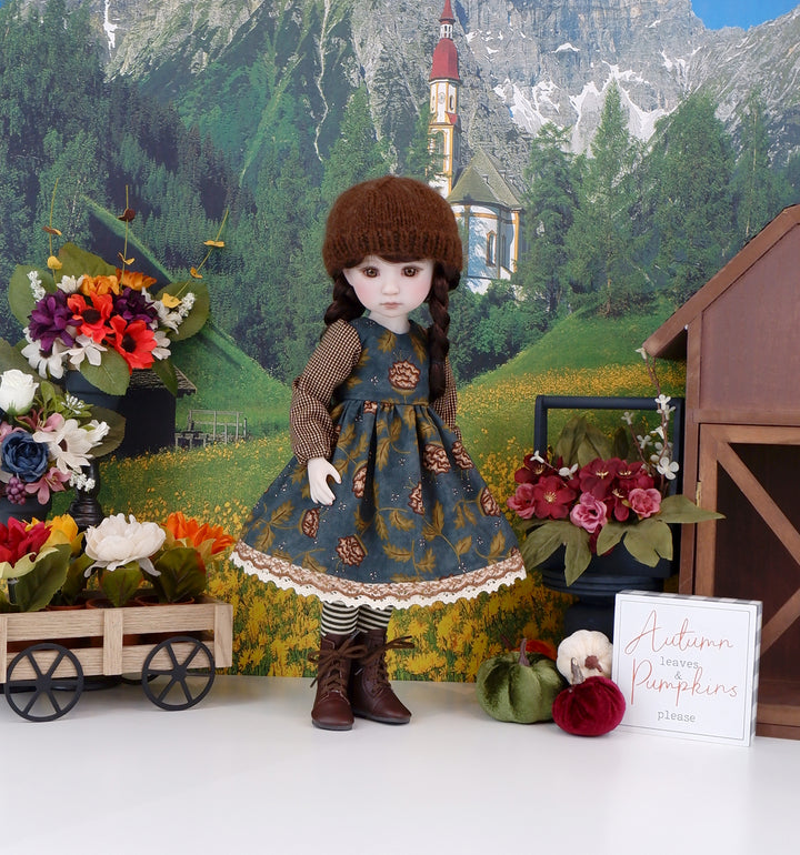 Deep Wood Thistle - dress ensemble with boots for Ruby Red Fashion Friends doll