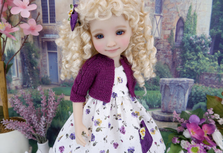 Delicate Pansies - dress with sweater & boots for Ruby Red Fashion Friends doll