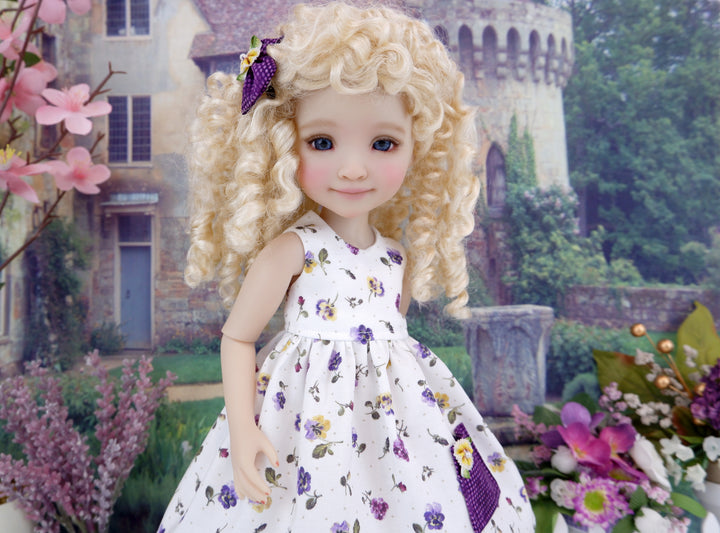 Delicate Pansies - dress with sweater & boots for Ruby Red Fashion Friends doll