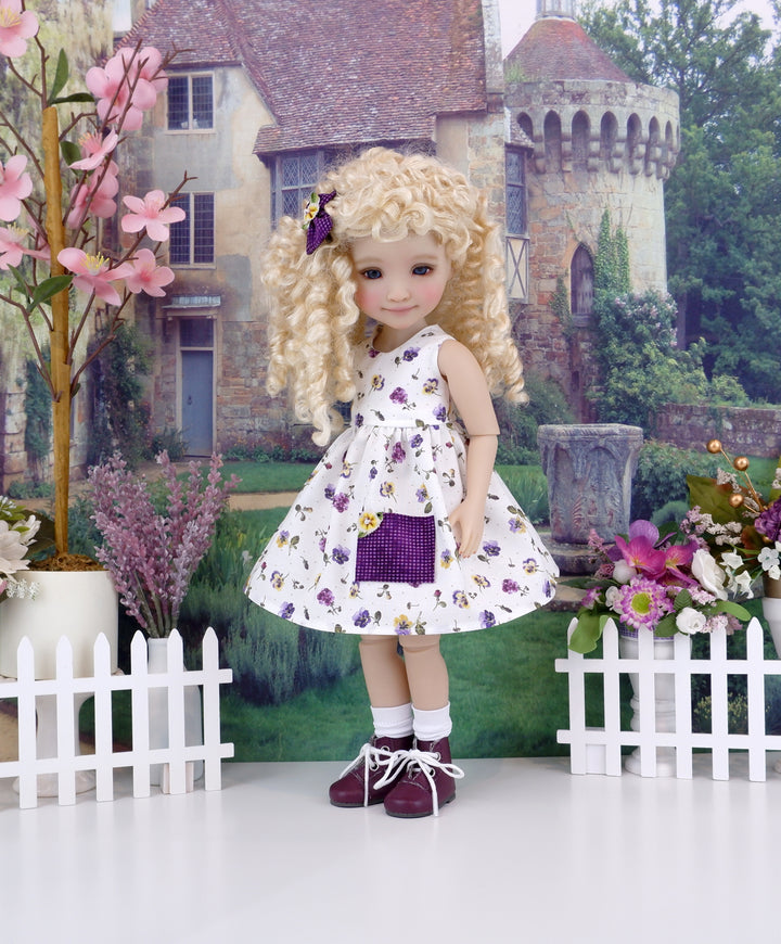 Delicate Pansies - dress with sweater & boots for Ruby Red Fashion Friends doll