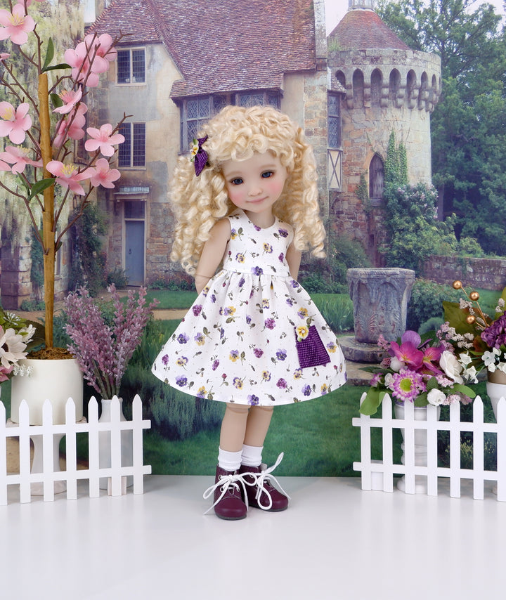 Delicate Pansies - dress with sweater & boots for Ruby Red Fashion Friends doll