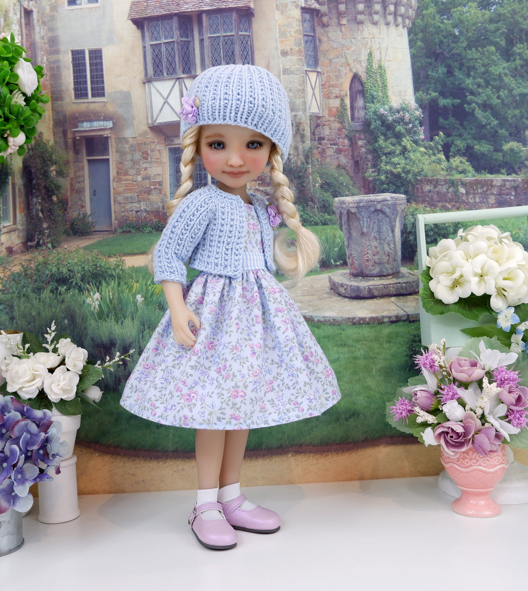 Delicate Posies - dress & sweater with shoes for Ruby Red Fashion Friends doll