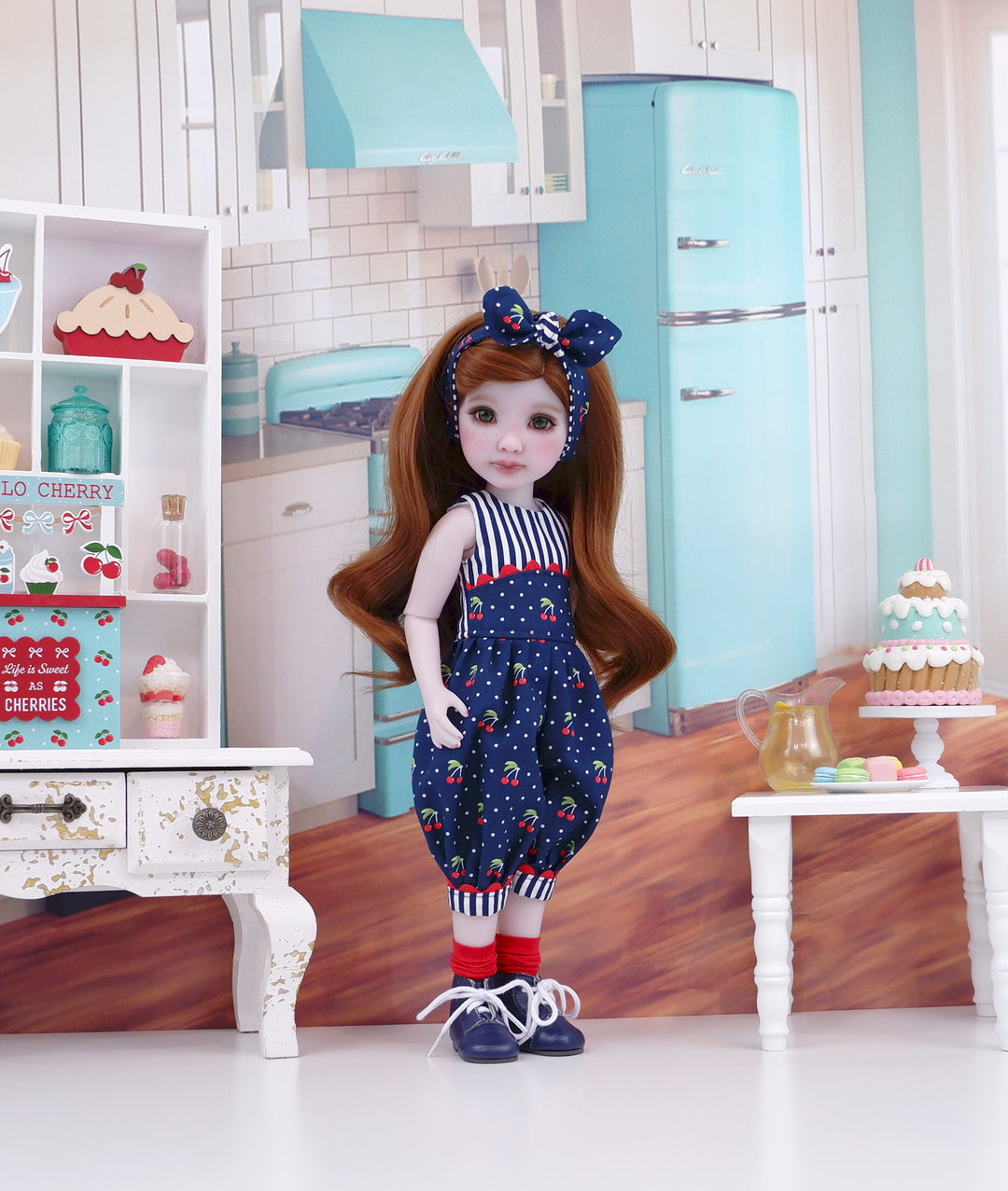 Dessert Cherries - romper with boots for Ruby Red Fashion Friends doll