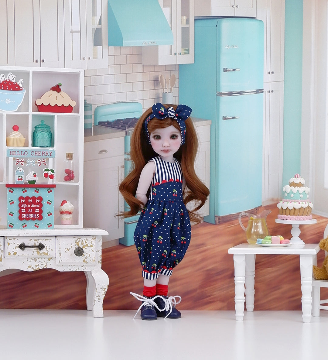 Dessert Cherries - romper with boots for Ruby Red Fashion Friends doll