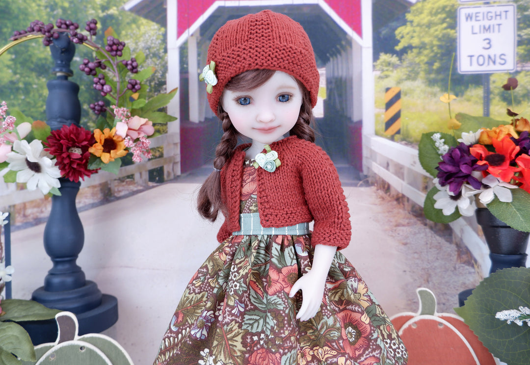 Early Autumn - dress and sweater set with boots for Ruby Red Fashion Friends doll