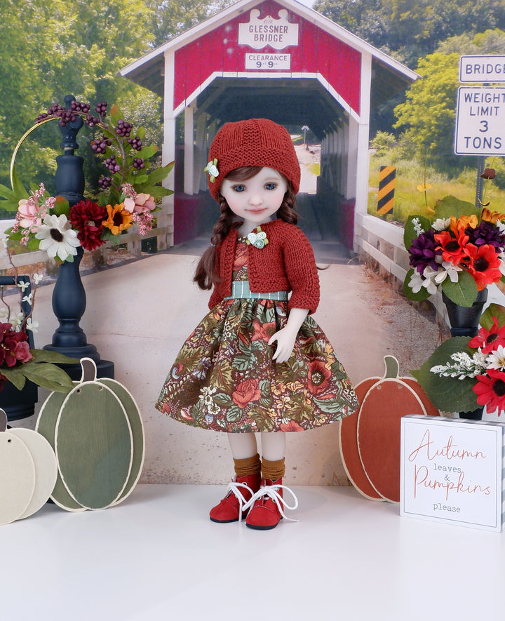 Early Autumn - dress and sweater set with boots for Ruby Red Fashion Friends doll