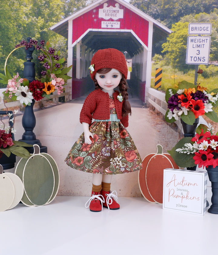 Early Autumn - dress and sweater set with boots for Ruby Red Fashion Friends doll