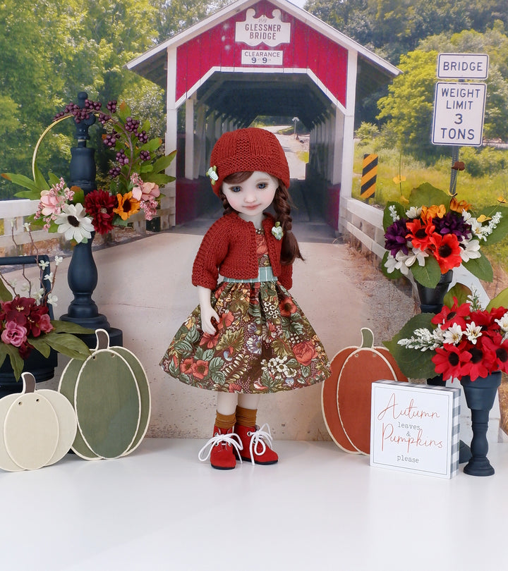 Early Autumn - dress and sweater set with boots for Ruby Red Fashion Friends doll